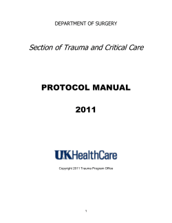 Section of Trauma and Critical Care  PROTOCOL MANUAL 2011