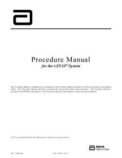 Procedure Manual for the i-STAT System