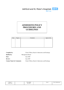 ADMISSIONS POLICY PROCEDURES AND GUIDELINES