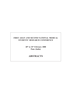 ABSTRACTS FIRST ASIAN AND SECOND NATIONAL MEDICAL STUDENTS’ RESEARCH CONFERENCE 20