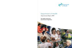 Department of Health Departmental Report 2009 The Health and Personal Social Services Programmes