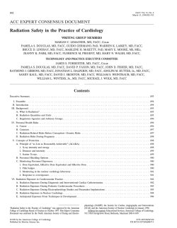 Radiation Safety in the Practice of Cardiology ACC EXPERT CONSENSUS DOCUMENT