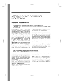 ABSTRACTS OF ACC CONFERENCE PROCEEDINGS Platform Presentations