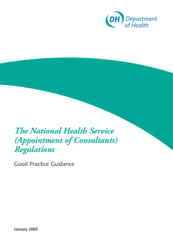 The National Health Service (Appointment of Consultants) Regulations Good Practice Guidance