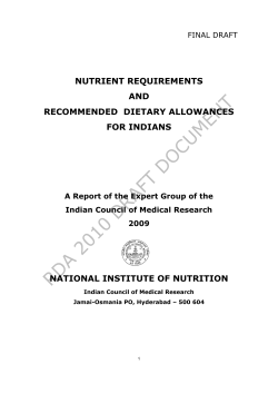 NUTRIENT REQUIREMENTS AND RECOMMENDED  DIETARY ALLOWANCES FOR INDIANS