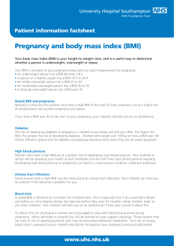 Pregnancy and body mass index (BMI) Patient information factsheet
