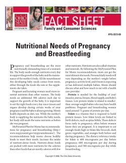 P Nutritional Needs of Pregnancy and Breastfeeding Family and Consumer Sciences