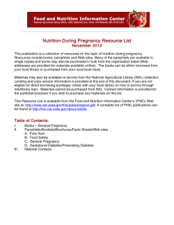 Nutrition During Pregnancy Resource List November 2013