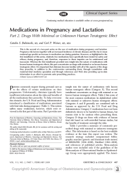 Medications in Pregnancy and Lactation Clinical Expert Series
