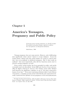 America’s Teenagers, Pregnancy and Public Policy Chapter 5
