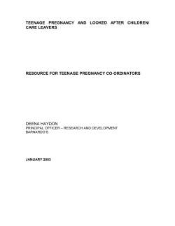 TEENAGE  PREGNANCY  AND  LOOKED  AFTER ... CARE LEAVERS  RESOURCE FOR TEENAGE PREGNANCY CO-ORDINATORS