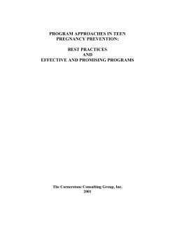 PROGRAM APPROACHES IN TEEN PREGNANCY PREVENTION: BEST PRACTICES
