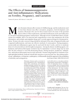 The Effects of Immunosuppressive and Anti-inflammatory Medications on Fertility, Pregnancy, and Lactation