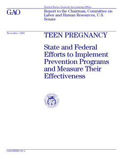 GAO TEEN PREGNANCY State and Federal Efforts to Implement