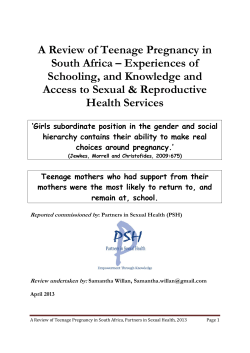 A Review of Teenage Pregnancy in South Africa – Experiences of