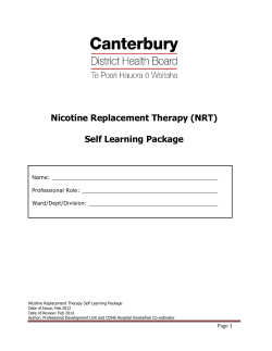 Nicotine Replacement Therapy (NRT) Self Learning Package