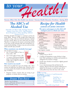 Recipe for Health The aBc’s of alcohol Use Jamaican Jerk chicken