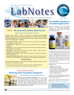 LabNotes Controlled Substance Use Web Application Environment, Health &amp; Safety