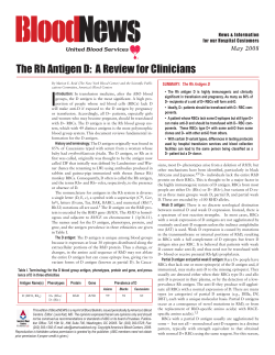 Blood News The Rh Antigen D:  A Review for Clinicians May 2008