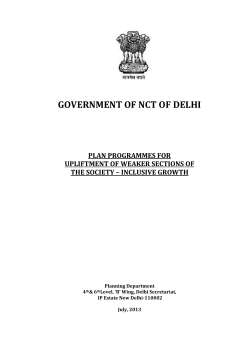 GOVERNMENT OF NCT OF DELHI  PLAN PROGRAMMES FOR
