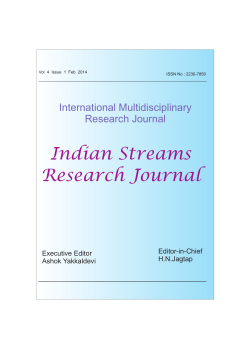 Indian Streams Research Journal International Multidisciplinary Editor-in-Chief