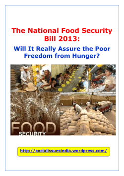 The National Food Security Bill 2013:  Will It Really Assure the Poor