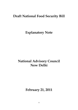 Draft National Food Security Bill Explanatory Note National Advisory Council