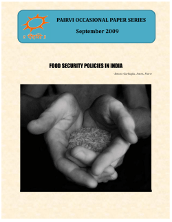 FOOD SECURITY POLICIES IN INDIA PAIRVI OCCASIONAL PAPER SERIES  September 2009