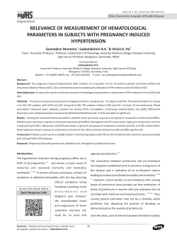 RELEVANCE OF MEASUREMENT OF HEMATOLOGICAL PARAMETERS IN SUBJECTS WITH PREGNANCY INDUCED HYPERTENSION