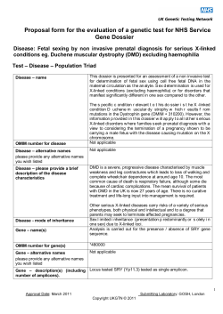 Proposal form for the evaluation of a genetic test for... Gene Dossier