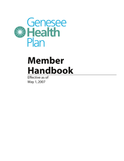 Member Handbook Effective as of May 1, 2007