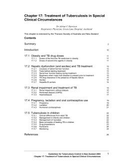 Chapter 17: Treatment of Tuberculosis in Special Clinical Circumstances Summary Introduction