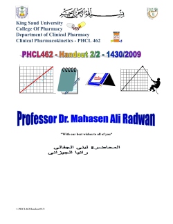 King Saud University  College Of Pharmacy Department of Clinical Pharmacy