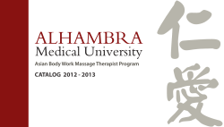 CATALOG  2012 - 2013 Asian Body Work Massage Therapist Program