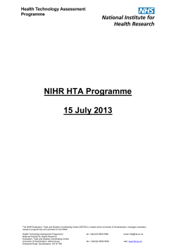 NIHR HTA Programme 15 July 2013