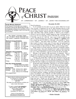 De cembe r 18, 2011 Dear Parishioners, Second