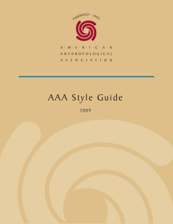 AAA Style Guide Visual Continuity Guide 2009 American Anthropological Association