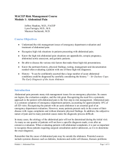 MACEP Risk Management Course Module 1: Abdominal Pain  Course Objectives
