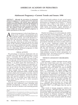 AMERICAN ACADEMY OF PEDIATRICS Adolescent Pregnancy—Current Trends and Issues: 1998