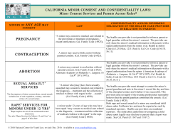 CALIFORNIA MINOR CONSENT AND CONFIDENTIALITY LAWS: ANY AGE