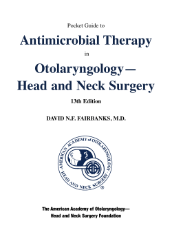 Antimicrobial Therapy Otolaryngology— Head and Neck Surgery Pocket Guide to