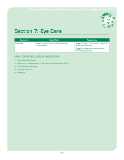 Section 7: Eye Care Wisconsin Diabetes Mellitus Essential Care Guidelines 2012 Concern