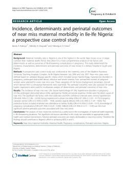 Incidence, determinants and perinatal outcomes a prospective case control study