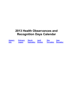 2013 Health Observances and Recognition Days Calendar January