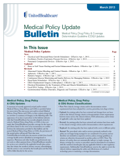 March 2013 Medical Policy Updates