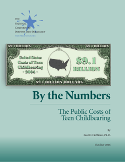 By the Numbers The Public Costs of Teen Childbearing By