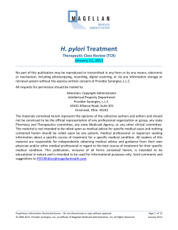 H. pylori Therapeutic Class Review (TCR) January 21, 2013