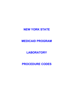 NEW YORK STATE MEDICAID PROGRAM LABORATORY
