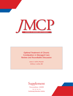 Supplement November 2008 Optimal Treatment of Chronic Constipation in Managed Care: