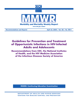 Guidelines for Prevention and Treatment of Opportunistic Infections in HIV-Infected